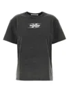 Alexander Wang T T By Alexander Wang Embossed Logo Cotton T-shirt In Gray