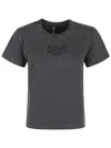 Alexander Wang T T By Alexander Wang Graphic Shrunken Tee In Black
