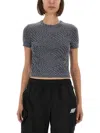 Alexander Wang T T By Alexander Wang Fitted T-shirt With All-over Logo Print In Gray