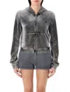 Alexander Wang T T By Alexander Wang Velour Zip-up Hoodie