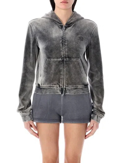 Alexander Wang T T By Alexander Wang Velour Zip-up Hoodie