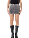 Alexander Wang T T By Alexander Wang Washed Grey Mid-rise Mini Skort With Embossed Logo In Gray