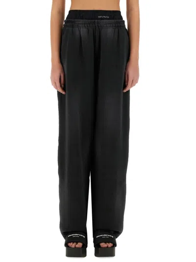 Alexander Wang T T By Alexander Wang Wide-fit Pants With Logo Detail In Black