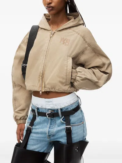 Alexander Wang T T By Alexander Wang Women Hooded Cropped Zip Jacket In 210 Safari