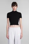 Alexander Wang T T By Alexander Wang Slim-fit High Neck T-shirt With Subtle Logo In Black