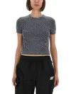 Alexander Wang T T By Alexander Wang Fitted T-shirt With All-over Logo Print In Gray
