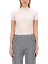 Alexander Wang T T By Alexander Wang Slim Fit T-shirt With High Neckline In Pink