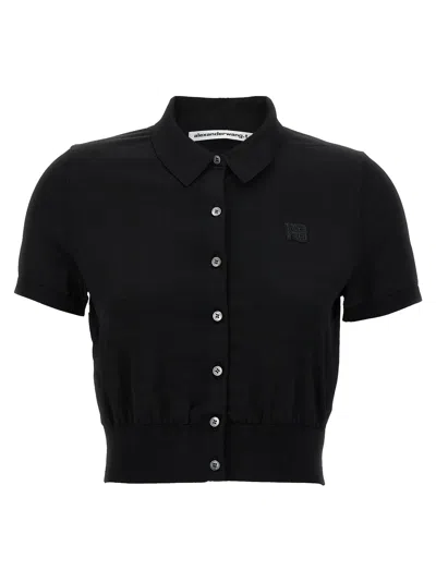 Alexander Wang T T By Alexander Wang Logo Patch Polo Shirt