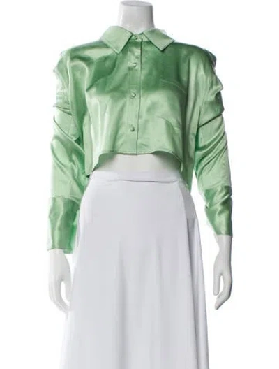 Pre-owned Alexander Wang Three-quarter Sleeve Crop Top In Green