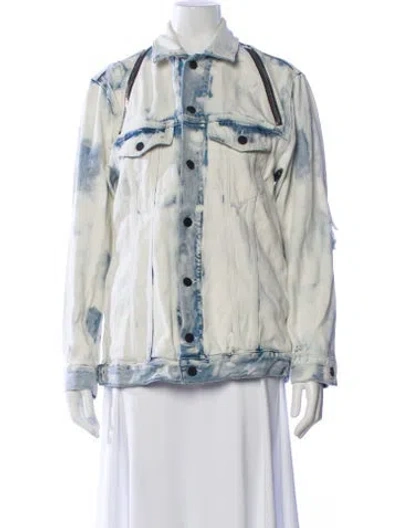Pre-owned Alexander Wang T Tie-dye Print Denim Jacket In Blue