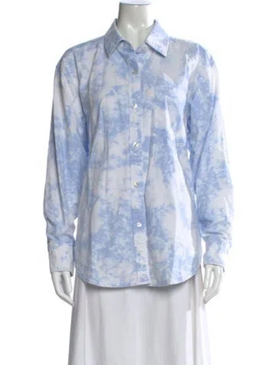 Pre-owned Alexander Wang Tie-dye Print Long Sleeve Button-up Top In Blue