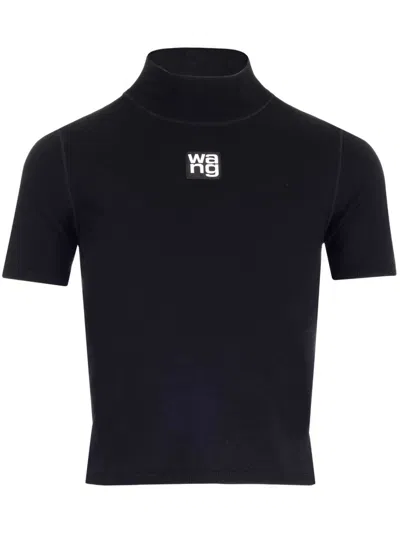 Alexander Wang T Logo Viscose Top In Black