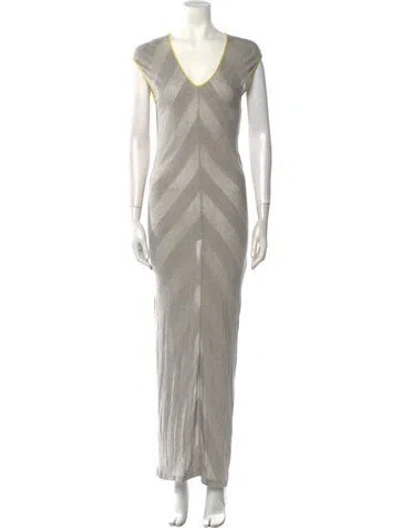 Pre-owned Alexander Wang T V-neck Long Dress In Gray