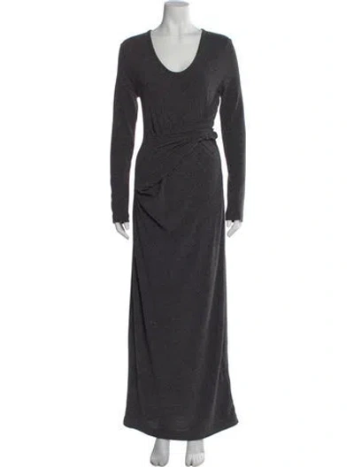 Pre-owned Alexander Wang V-neck Long Dress In Gray