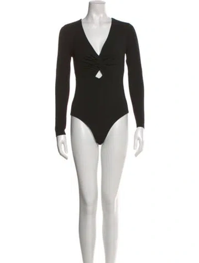 Pre-owned Alexander Wang V-neck Long Sleeve Bodysuit In Black