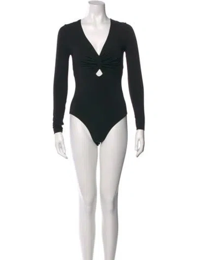 Pre-owned Alexander Wang V-neck Long Sleeve Bodysuit In Black
