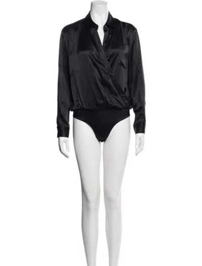 Pre-owned Alexander Wang V-neck Long Sleeve Bodysuit In Black