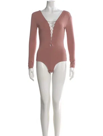 Pre-owned Alexander Wang V-neck Long Sleeve Bodysuit In Pink