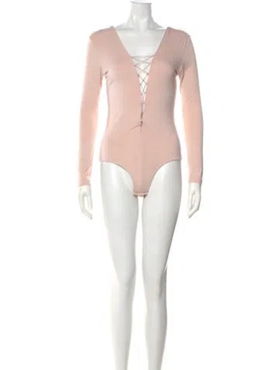 Pre-owned Alexander Wang V-neck Long Sleeve Bodysuit In Pink