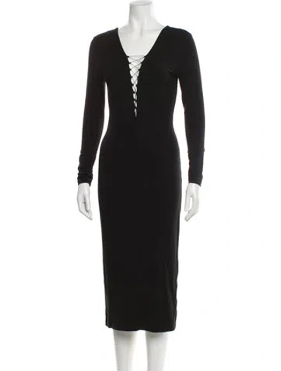Pre-owned Alexander Wang V-neck Midi Length Dress In Black