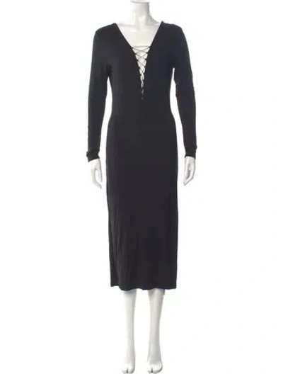 Pre-owned Alexander Wang V-neck Midi Length Dress In Gray