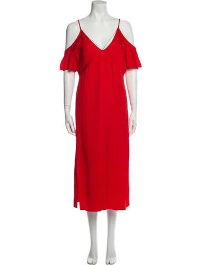 Pre-owned Alexander Wang V-neck Midi Length Dress In Red