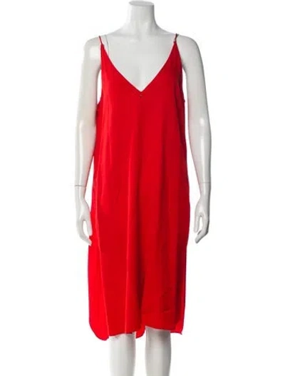 Pre-owned Alexander Wang T V-neck Midi Length Dress In Red