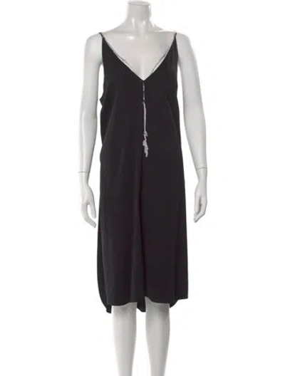 Pre-owned Alexander Wang V-neck Midi Length Dress W/ Tags In Black
