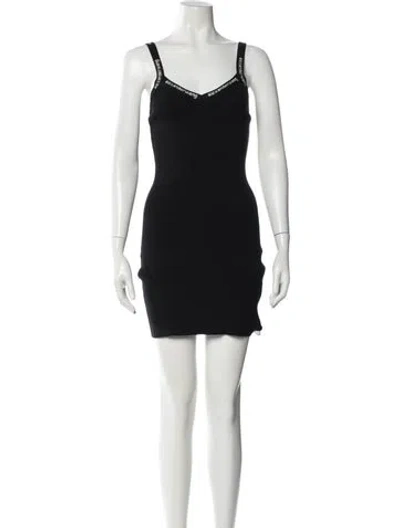 Pre-owned Alexander Wang T V-neck Mini Dress In Black