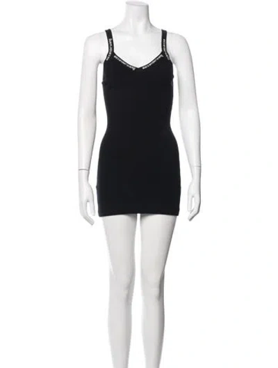 Pre-owned Alexander Wang V-neck Mini Dress In Black