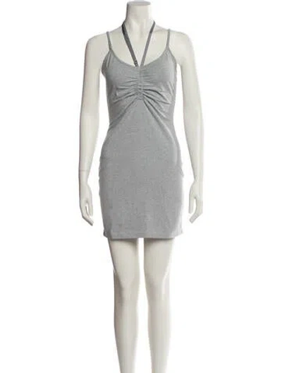 Pre-owned Alexander Wang V-neck Mini Dress In Gray