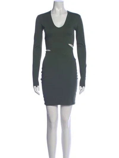 Pre-owned Alexander Wang V-neck Mini Dress In Green