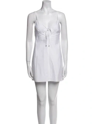 Pre-owned Alexander Wang T V-neck Mini Dress In White