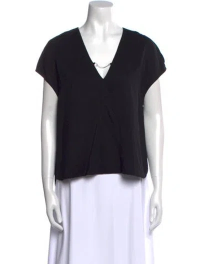 Pre-owned Alexander Wang T V-neck Short Sleeve Blouse In Black