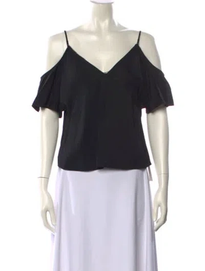 Pre-owned Alexander Wang V-neck Short Sleeve Crop Top In Black