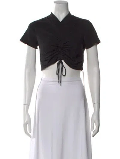 Pre-owned Alexander Wang V-neck Short Sleeve Crop Top In Black