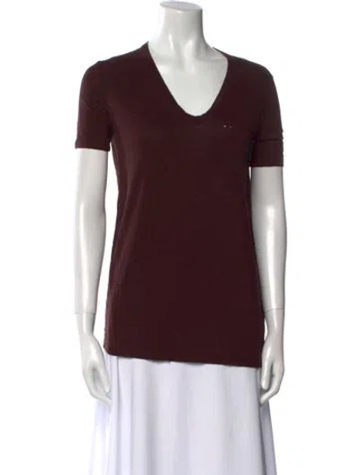 Pre-owned Alexander Wang T V-neck Short Sleeve T-shirt In Burgundy