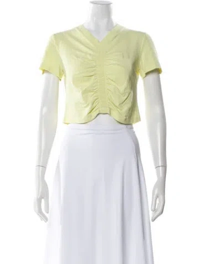 Pre-owned Alexander Wang T V-neck Short Sleeve T-shirt In Yellow