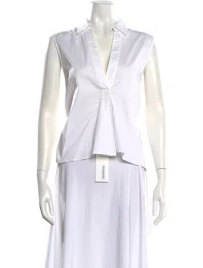 Pre-owned Alexander Wang T V-neck Sleeveless Blouse In White