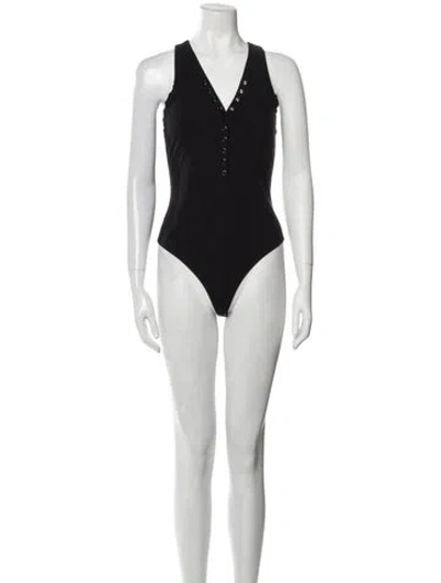 Pre-owned Alexander Wang V-neck Sleeveless Bodysuit In Black