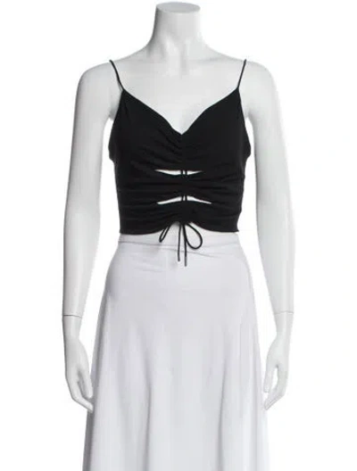 Pre-owned Alexander Wang V-neck Sleeveless Crop Top In Black