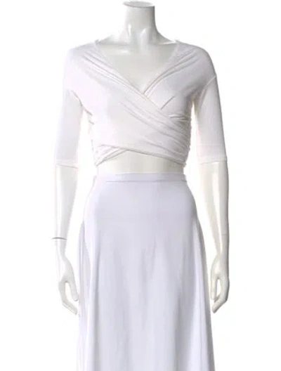 Pre-owned Alexander Wang V-neck Three-quarter Sleeve Top In White