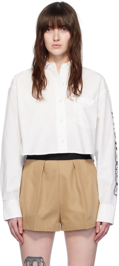 Alexander Wang T White Cropped Shirt In 100 White