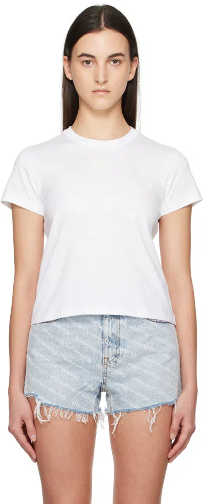 ALEXANDER WANG T WHITE PUFF LOGO SHRUNKEN T-SHIRT