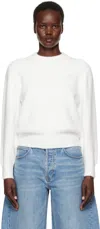 Alexander Wang T White Relaxed Embroidered Logo Sweater In White