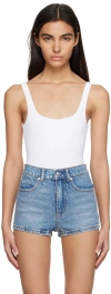 Alexander Wang T White Textured Bodysuit In 100 White