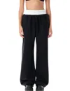 Alexander Wang T T By Alexander Wang Wide Leg Logo Elastic Jogging In Black