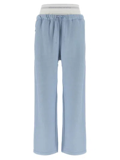 Alexander Wang T Wide Leg W/ Logo Elastic Exposed Brief' Joggers In Blue