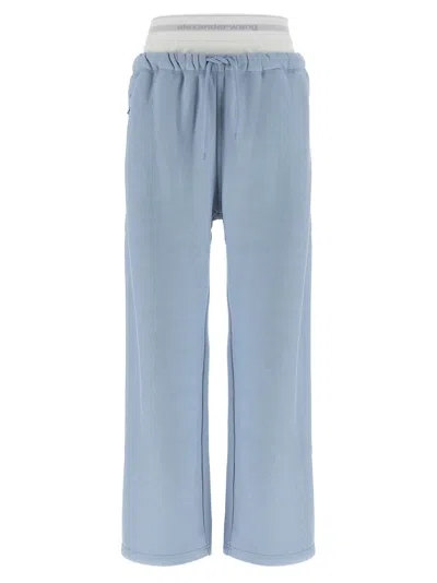 Alexander Wang T Wide Leg W/ Logo Elastic Exposed Brief Pants Light Blue