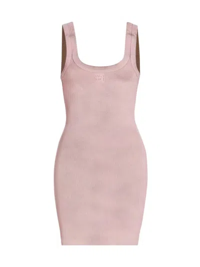 Alexander Wang T Women's Cotton-blend Logo-embossed Minidress In Washed Pink Lace